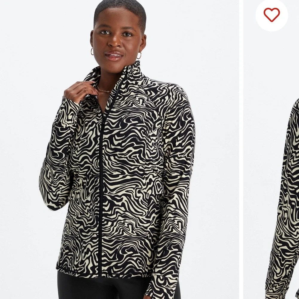 Fabletics XL Marbled Zebra Trinity Performance Activewear Zip Jacket w/ Pockets - Picture 2 of 16